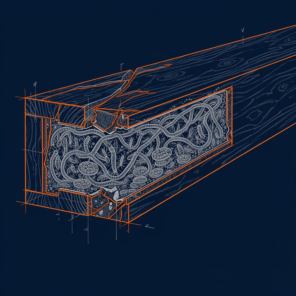 Daño estructural en madera causado por termitas